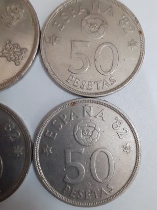 Lote 4 monedas España 100 y 50 Ptas Mundial 82