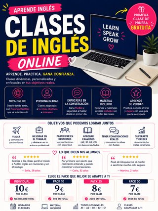 Clases de inglés online dinámicas, personalizadas