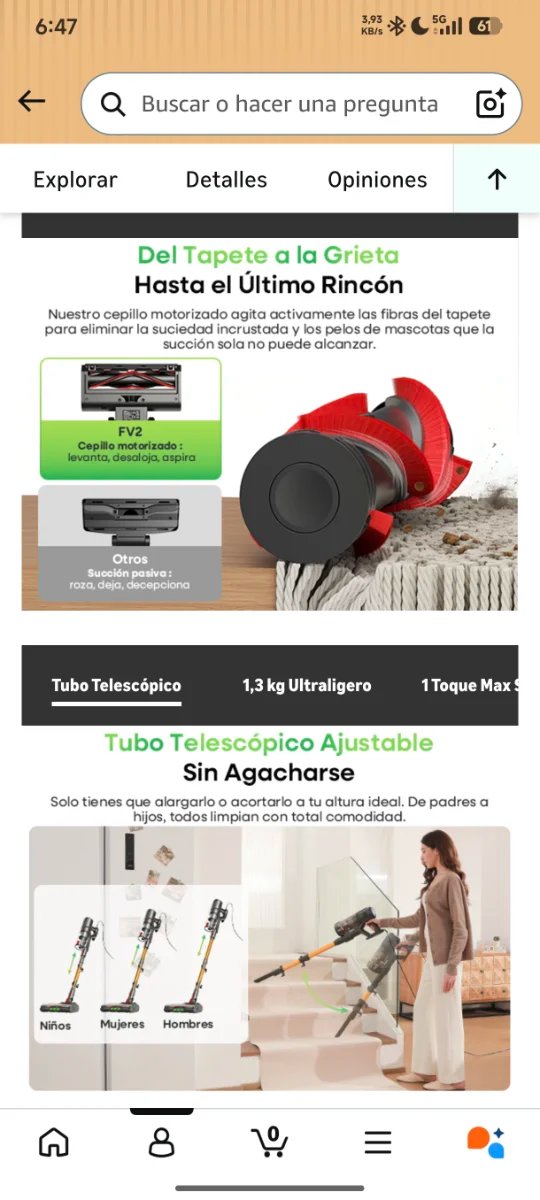 Aspiradora escoba 65Kpa precintada