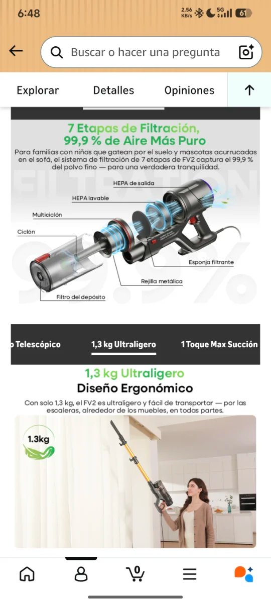 Aspiradora escoba 65Kpa precintada