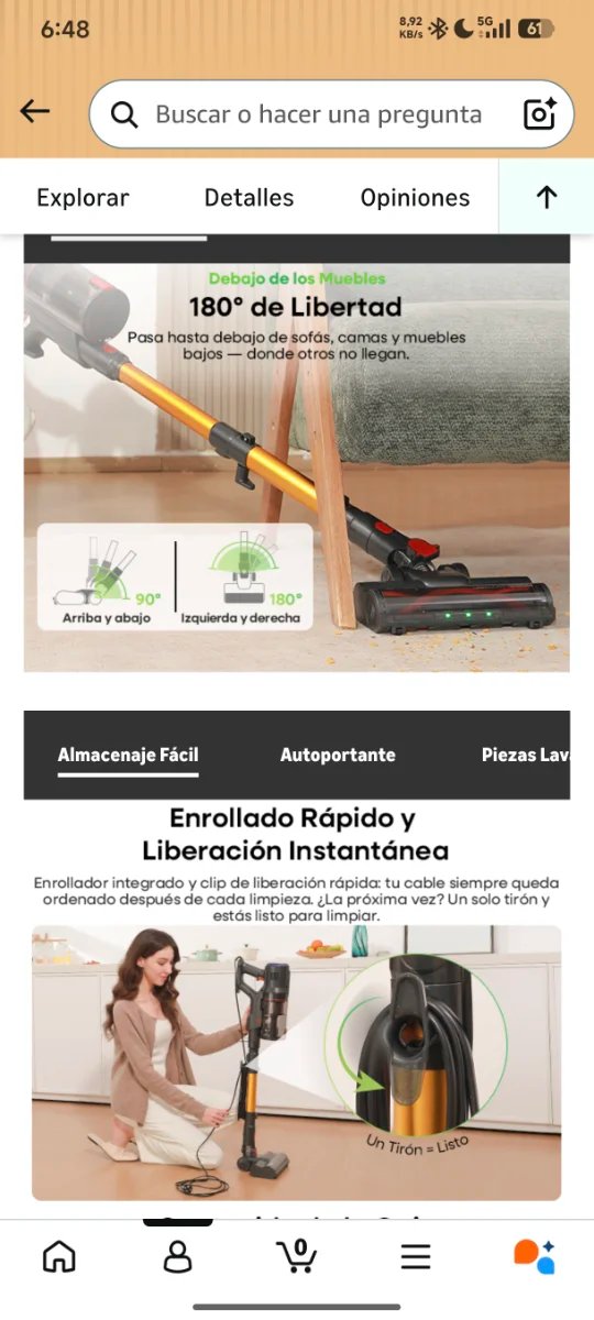 Aspiradora escoba 65Kpa precintada