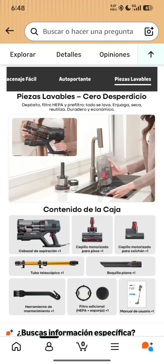 Aspiradora escoba 65Kpa precintada
