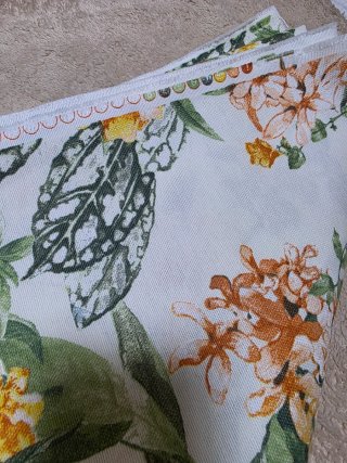 Tela floral verde y naranja TELA LONETA