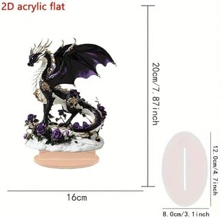 Statuina Drago Nero e Viola con Rose