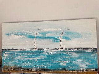 Cuadro Pintura Paisaje Marino Velero