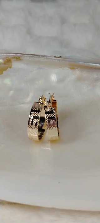 Pendientes Aro Chapado Oro 18k Diseño Grecia