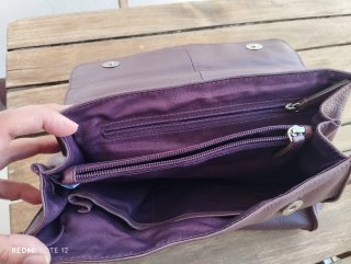 Bolso de piel marrón/morado