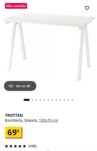 Escritorio IKEA TROTTEN blanco 120x70 cm