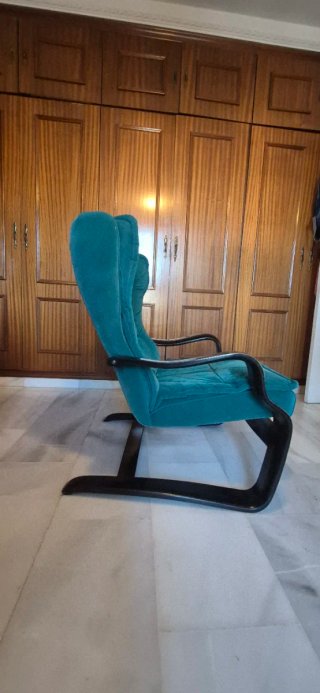 Sillón relax terciopelo y madera