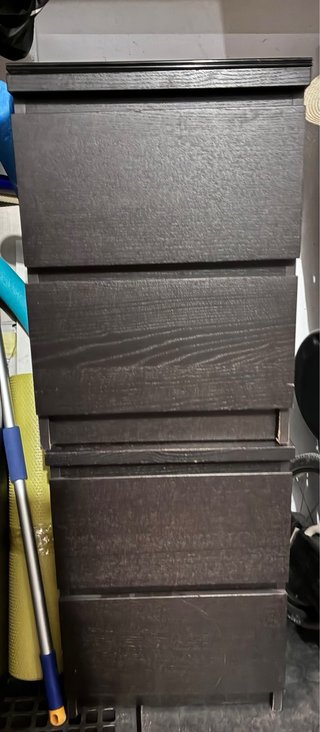 Cómoda MALM 2 cajones negro-marrón con vidrio