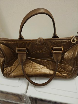 Borsa Longchamp vintage pelle marrone e oro