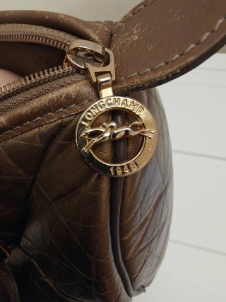 Borsa Longchamp vintage pelle marrone e oro