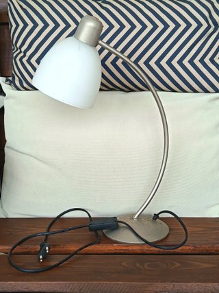 Lampada Scrivania Vintage Metallo Argento Vetro