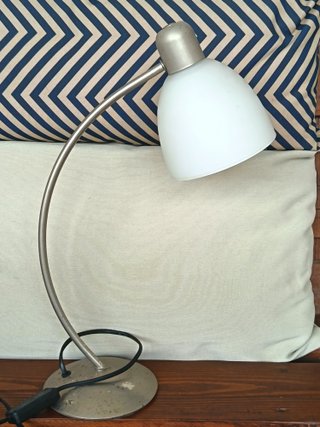 Lampada Scrivania Vintage Metallo Argento Vetro