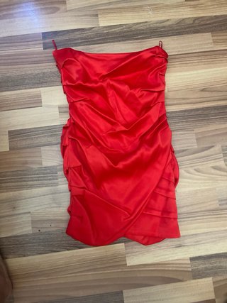 Vestido Zara Drapeado Rojo Talla S