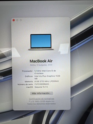 MacBook Air 2020 Plata con embalajes.