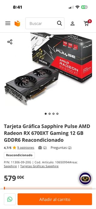 Tarjeta Gráfica Sapphire RX 6700 XT