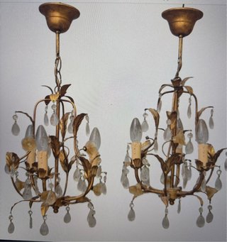 Pareja apliques bronce dorado de tres luces