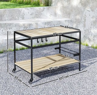 Mesa camarera con ruedas madera metal