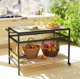 Mesa camarera con ruedas madera metal