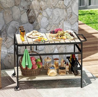 Mesa camarera con ruedas madera metal