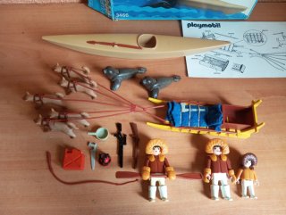 594 Playmobil trineo husky y canoa esquimales 3466