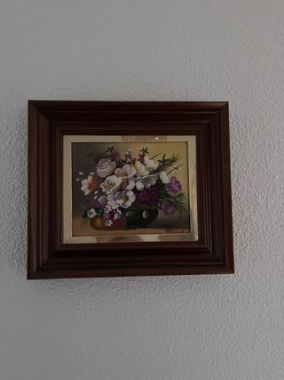 Cuadro flores marco madera