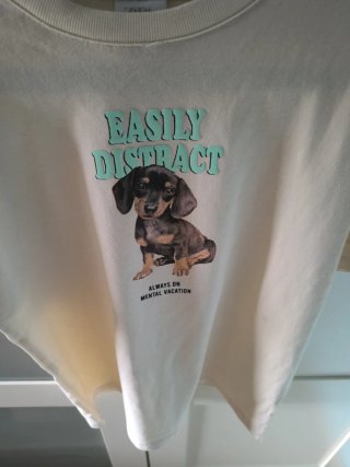 Camiseta Zara perro Easily Distract Talla 9/10