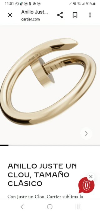 Anillo Cartier Juste un Clou Oro