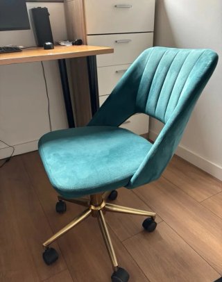 Silla de oficina terciopelo verde y dorado