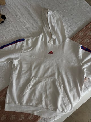 Sudadera Adidas Blanca con Detalles Rojos