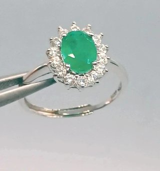 Anillo Plata 925 Esmeralda Natural