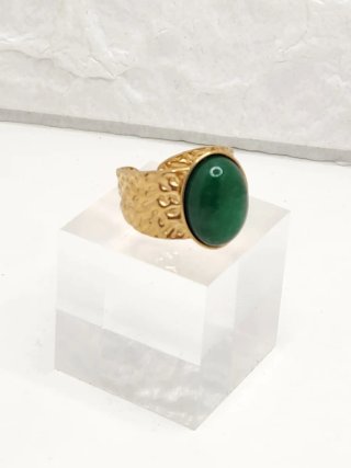 Anillo Acero Quirúrgico Chapado Oro Verde
