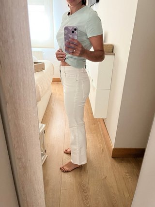 Pantalón flare blanco Mango