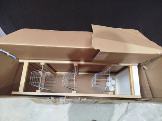 Carrito Cocina Ruedas Cestas Bambú Blanco
