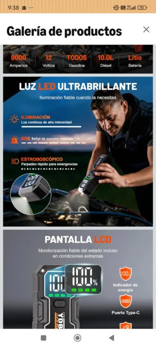 Arrancador Coche 7000A 12V YDBAO