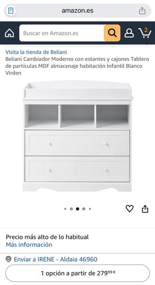Cómoda cambiador para bebés beliani