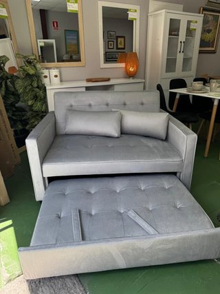 Sofá Cama Gris 2 Plazas Tela - Nuevo