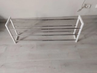 Zapatero Metálico Blanco y Plateado