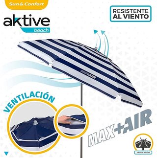 Sombrilla Playa AKTIVE 220cm UV50 Azul/Blanco