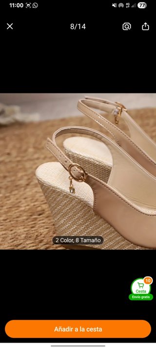 Sandalias cuña beige peep toe