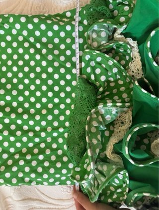Vestido verde lunares niña