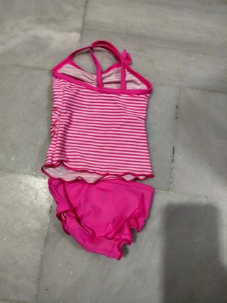 Bañador bebé rayas rosas y blancas