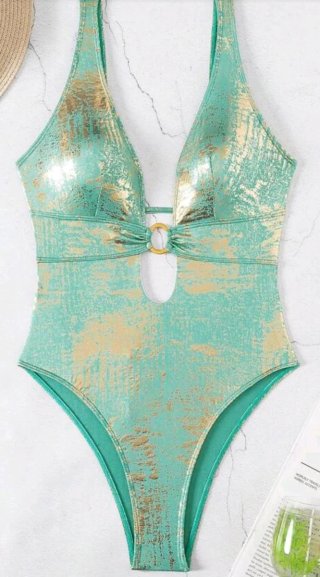 Bañador azul verdoso con espalda descubierta