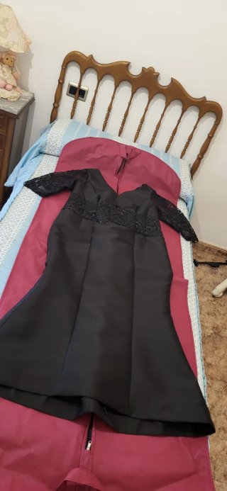 Vestido negro largo encaje