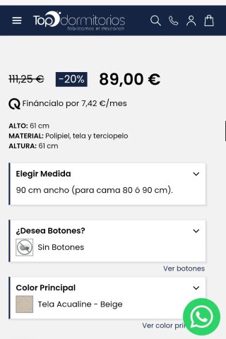 Cabecero cama 90