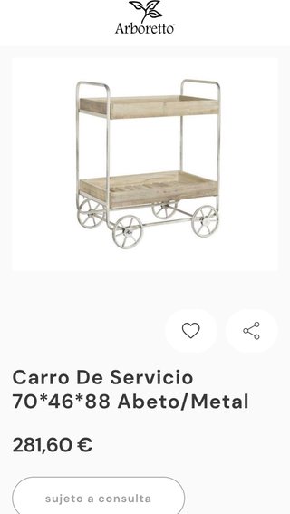 Carrito camarera madera y metal envejecido. Nuevo
