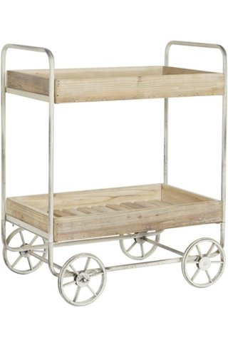 Carrito camarera madera y metal envejecido. Nuevo