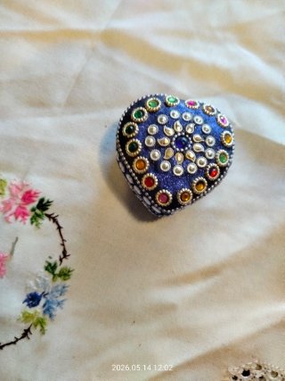Cajita Joyero Corazón Azul Pedrería