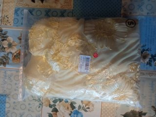 Vestido elegante bordado amarillo claro talla XS